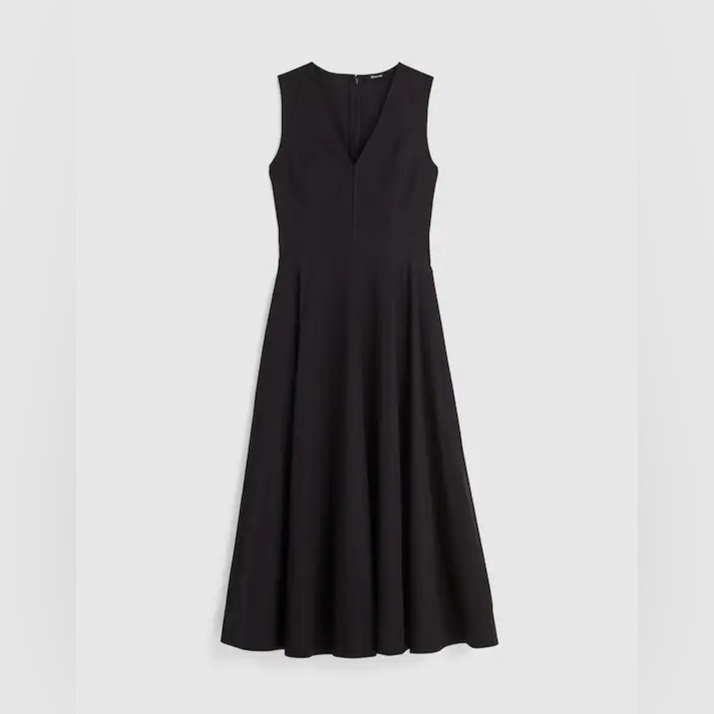 NWT Madewell Yana Midi Dress 8 Black Cotton Poplin Sleeveless Fit Flare - Picture 15 of 15